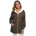 Veste à capuche douillette en polaire sherpa marron pour femme avec doublure blanche - S / Hauts / Café Foncé