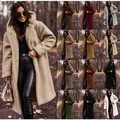 Collage of long hooded teddy coats in multiple solid colors for autumn winter fashion - S / Multicolor Mixed