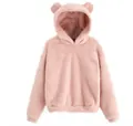 Sweat-shirt à capuche rose en peluche avec d'adorables oreilles d'animaux en 3D. - 3XL / Hauts / Rose