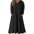 High-detail view of black fleece hoodie dress featuring soft plush texture and pockets. - S / Dresses / Black