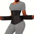 Cinturón corsé reductor de cintura negro ajustable para el fitness y postparto - Cinturón doble negro con cremallera / S