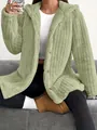 Detailed view of a cozy sage green hooded plush jacket featuring soft fleece texture - 3XL / Tops / Green