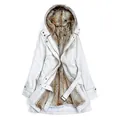 Elegant white mid-length winter parka with warm faux fur lining and adjustable waist belt - 3XL / Tops / White