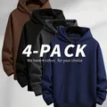 Set van 4 dames hoodies in effen kleuren, losse casual pasvorm in vier verschillende tinten - S / Tops / 4 Stuks / Marine+Grijs+Zwart+Bruin
