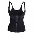 Gilet amincissant noir en néoprène pour femmes avec fermeture éclair et crochets - S / Hauts / Noir