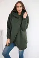 Άνετο oversized λαδί φλις μπουφάν με κουκούλα και μοναδικό ασύμμετρο σχέδιο μπροστά - Πράσινο του Στρατού