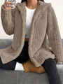 Casual solid brown hooded fleece jacket for women shown on a model - 3XL / Tops / Camel