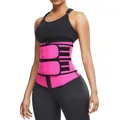 Cinturón reductor profesional rosa ajustable para fitness femenino y apoyo posparto - Cinturón doble rosa fucsia con cremallera / S
