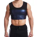 Gilet de sudation sauna bleu et noir pour homme pour le fitness et la minceur - PU Bleu avec bande
