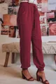 Comfortabele bordeauxrode harembroek met elastische taille met trekkoord en zijzakken - S / Bottoms / Bordeauxrood