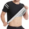 T-shirt de sauna noir pour hommes avec doublure argentée et rayures blanches - Style Doublure Revêtement Argent