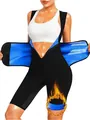 Combinaison sauna pour femmes avec ceinture de sudation pour fitness et sudation - S / Haut Et Bas / Bleu