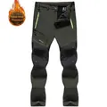 Pantaloni da trekking softshell impermeabili foderati in pile per uomo verde scuro - Taglia M / Parte Inferiore (Foderata in Pile & Spessa) / Verde Militare (Spesso)
