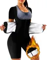 Combinaison de sauna intégrale pour femmes avec ceinture de sudation pour le fitness - 2XL / Haut Et Bas / Argent
