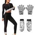 Ensemble de sauna pour femmes avec haut manches longues legging gants et chaussettes fitness. - S / Ensemble / Combinaison Argentée Avec Gants Et Protège-pieds