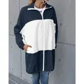 Giacca a vento con cappuccio e blocchi di colore, tessuto impermeabile per sport all'aperto - Taglia S / Top / Blu navy