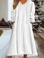 Comfortable white plush hooded long sleeve loungewear dress for winter home wear - 4XL / Dresses / White