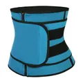 Gaine amincissante bleue pour femme avec fermeture éclair et velcro pour le fitness - Bleu ciel / 3XL
