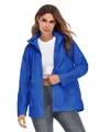 Veste de pluie à capuche bleu roi pour femme avec cordon de serrage et zip frontal - S / Hauts / Bleu saphir