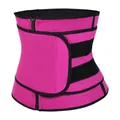 Ceinture de sudation rose pour femmes avec fermeture éclair et doubles bandes velcro pour le fitness - Rose rouge / 3XL