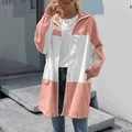 Giacca a vento outdoor impermeabile con cappuccio bicolore rosa e bianco da donna - Taglia S / Top / Rosa