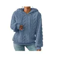 Detailopname van de zachte blauwe jacquardstof van deze dikke hoodie met capuchon. - S / Tops / Blauw