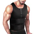Men's sports sauna vest in black with double waist belts for tummy control - S / Top (Double Belt) / Black