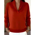 Elegante maglione in maglia rossa con scollo a V e vestibilità comoda per l'autunno e l'inverno - Taglia S / Top / Rosso