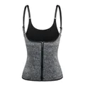 Débardeur de sudation en néoprène gris avec fermeture éclair pour femme gaine ventre - 3XL / Hauts / Gris Chiné