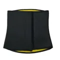 Adjustable black neoprene fitness waist trainer belt with yellow lining and velcro - S / Black