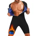 Professional men's sauna suit body shaper sweat vest for gym fitness and weight loss - S / Top And Bottom / Blue