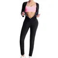 Combinaison de sauna noire à manches longues pour femmes, idéale pour le fitness et le sport - S / Doublure Bleue Manches Longues Pantalon Long Jumpsuit / Noir