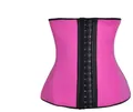 Pink waist trainer corset with 3-row hook-and-eye closure for women slimming body shaper - Red