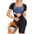 Body de sauna à manches courtes pour femmes pour la transpiration et le remodelage du corps - S / Haut Et Bas / Argent