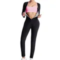 Combinaison de sauna intégrale pour femme en noir pour le fitness et le yoga - S / Doublure Argentée Manches Longues Pantalon Long Jumpsuit / Noir