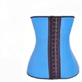 High-quality blue women's waist cincher with three-row hooks for body shaping - Blue
