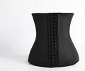 Black waist trainer with three-row hook-and-eye closures and steel bones for body shaping - M / Black