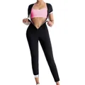 Body de sauna noir pour femme avec soutien-gorge de sport rose et doublure argentée - S / Combinaison Courte Doublure Argentée (Haut Et Bas) / Noir (Doublure Argentée)