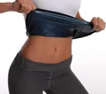 Ceinture de sudation sauna bleu métallisé pour femmes avec effet de transpiration visible - 4XL/5XL / Bleu