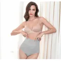 High-waisted seamless tummy control panties in grey for women with breathable fabric - One Size / Gray