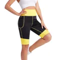Short de sauna taille haute gainant pour le fitness et le yoga - 3XL / Bas / Noir et Jaune