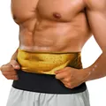 Premium men's gold sauna waist trimmer belt for intense sweat and fitness abdominal support - Golden Yellow Style