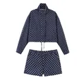 Navyblaues und weißes Polka-Dot-Set mit Kurzjacke und passenden Shorts für Damen - S / Oberteil Und Unterteil / Marineblau