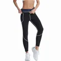 Legging de sauna noir pour femme avec doublure de taille bleue pour le fitness - S / Bas / Noir/PU Bleu
