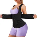 Gilet contenitivo nero da donna con doppie cinture regolabili per fitness e modellamento - Taglia S / Top / Doppie Cinture Tre Righe di Gancetti / Nero