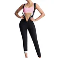 Combinaison sauna noire pour femme avec fermeture éclair et doublure argentée - S / Style Gilet Argenté (Ensemble) / Noir