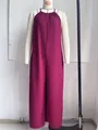 Elegante tuta bordeaux a pieghe con scollo all'americana e gamba larga per donna, stile resort - Taglia S / Set / Colore carminio