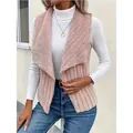Stylish pink sleeveless vest with faux shearling lapel and ribbed texture for winter - Lotus Pink
