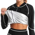 Combinaison de sudation à manches longues noire avec doublure argentée pour le fitness et la course - S / Hauts / Noir/Argenté