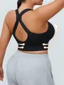 Black shockproof wireless sports bra for running and yoga gym workout sessions - S (40-50kg) / Tops / Black